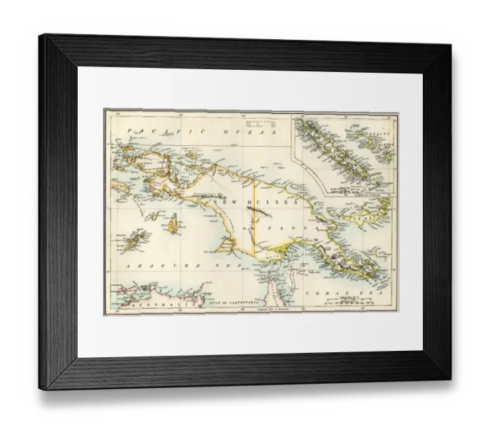 Framed Print : Map of New Guinea and New Caledonia Framed Print : Map of New Guinea and New Caledonia