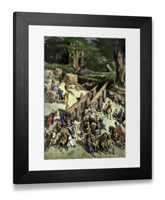 Framed Print : King Hiram of Tyre brings men to help the Israelites cut cedars to build Framed Print : King Hiram of Tyre brings men to help the Israelites cut cedars to build