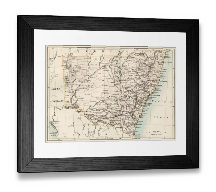 Framed Print : New South Wales map, 1800s Framed Print : New South Wales map, 1800s