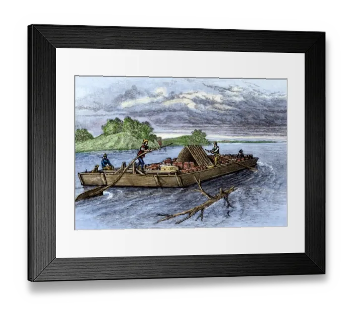 Framed Print : Mississippi River flatboat
