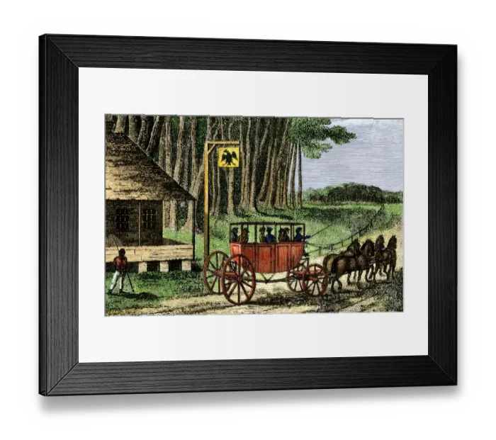 Framed Print : American stagecoach, 1795 Framed Print : American stagecoach, 1795