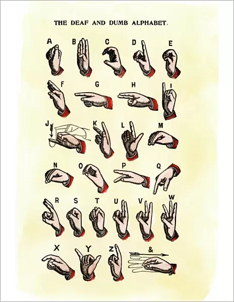 Sign language using a single hand, 1800s