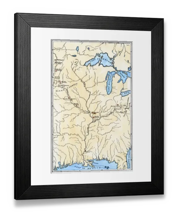 Framed Print : Map of Mandan migration