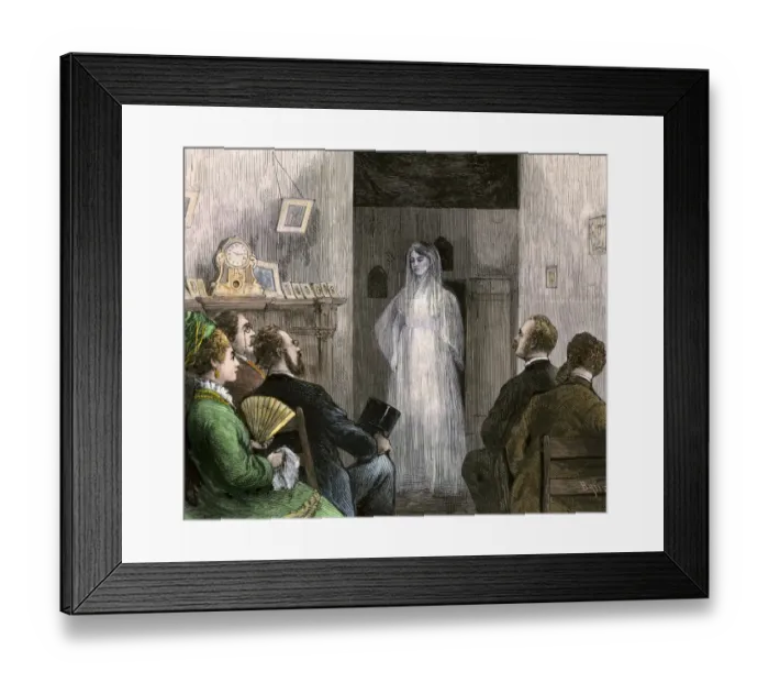 Framed Print : Ghost of Annie Morgan appearing before a seance, 1870s
