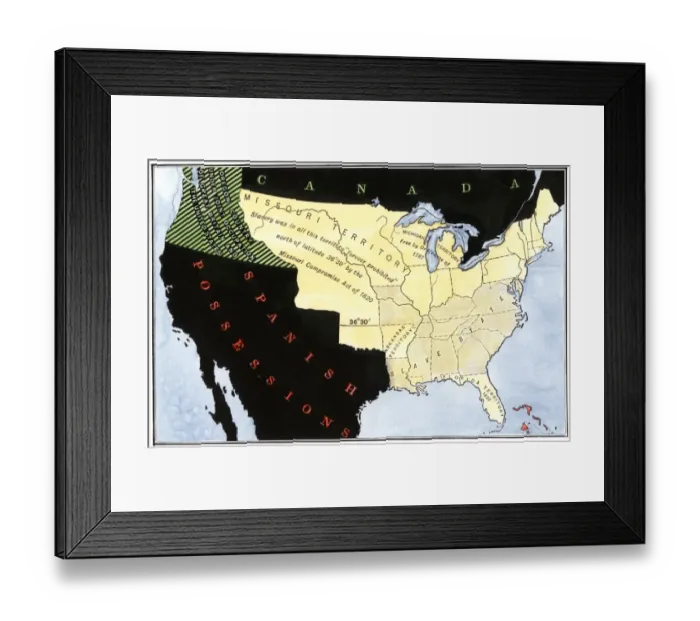 Framed Print : US after the Missouri Compromise, 1820 Framed Print : US after the Missouri Compromise, 1820
