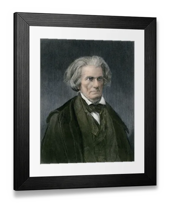 Framed Print : John C. Calhoun. Hand-colored engraving of a 19th-century portrait Framed Print : John C. Calhoun. Hand-colored engraving of a 19th-century portrait