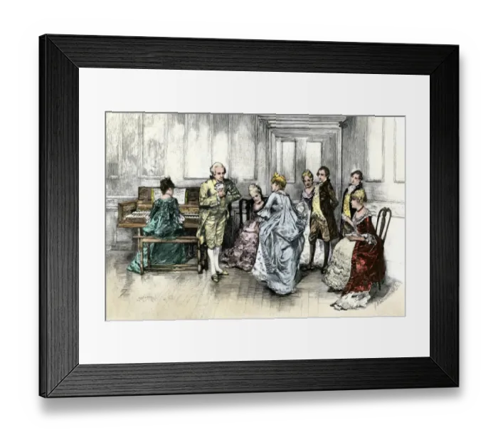 Framed Print : George Washington dancing a minuet at Sally Fairfaxs home in colonial Virginia Framed Print : George Washington dancing a minuet at Sally Fairfaxs home in colonial Virginia
