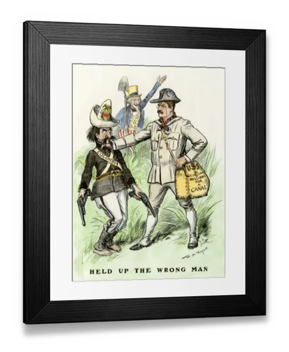 Framed Print : President Theodore Roosevelt refusing to pay Colombia millions for Panama Canal Framed Print : President Theodore Roosevelt refusing to pay Colombia millions for Panama Canal