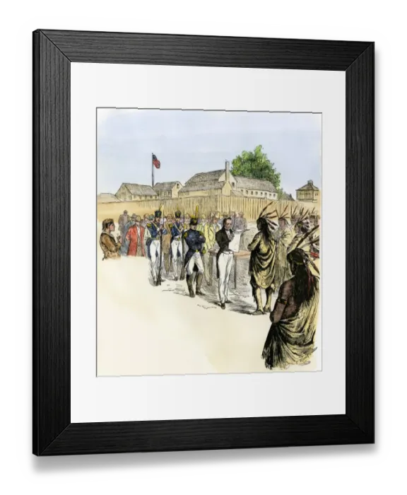 Framed Print : Treaty with the Pottawattomies at Fort Dearborn, 1833 Framed Print : Treaty with the Pottawattomies at Fort Dearborn, 1833