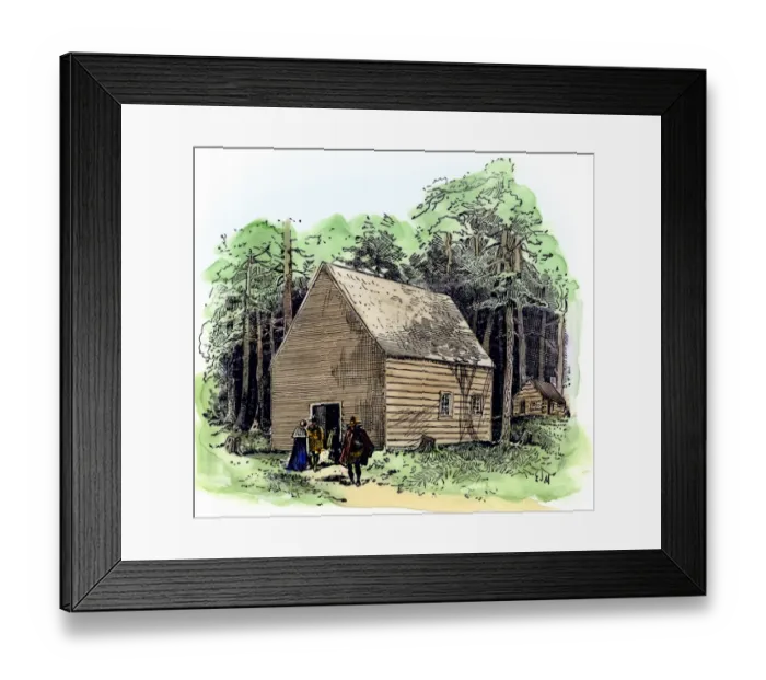 Framed Print : Church of Roger Williams in Salem, Massachusetts, 1630s Framed Print : Church of Roger Williams in Salem, Massachusetts, 1630s