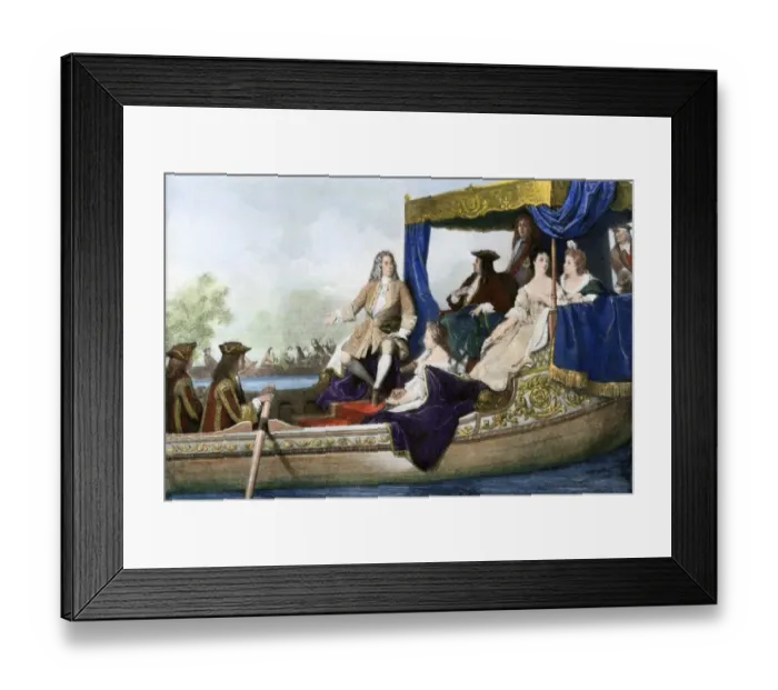 Framed Print : King George I enjoying Handels river concert