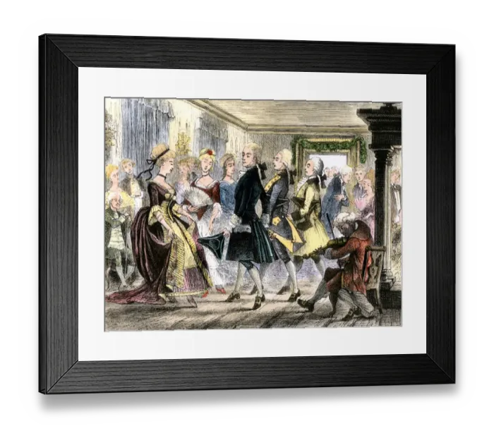 Framed Print : Couples at a ballroom dance, 1700s Framed Print : Couples at a ballroom dance, 1700s