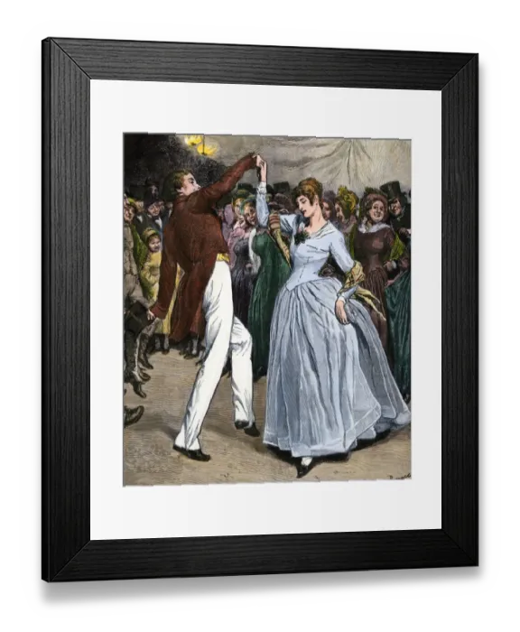 Framed Print : Dancing couple, early 1800s Framed Print : Dancing couple, early 1800s