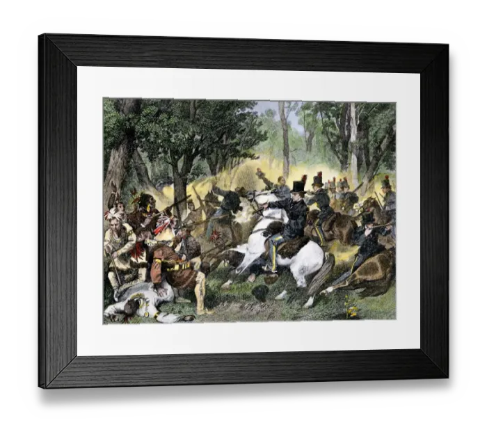 Framed Print : Tecumseh killed by William Henry Harrisons forces at the Battle of the Thames Framed Print : Tecumseh killed by William Henry Harrisons forces at the Battle of the Thames