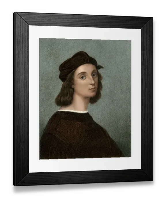 Framed Print : Raphael. Portrait of artist Raphael.. Digitally colored engraving of a painting Framed Print : Raphael. Portrait of artist Raphael.. Digitally colored engraving of a painting