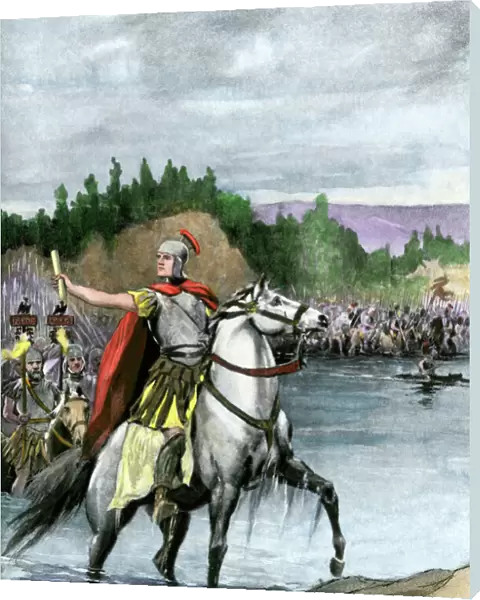 Caesar leading the Roman army across the Rubicon