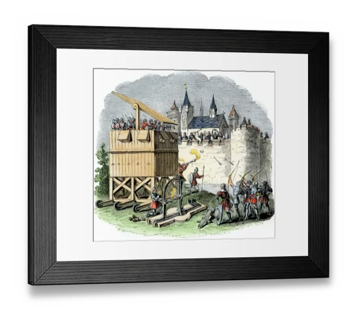 Framed Print : Siege of a medieval walled town