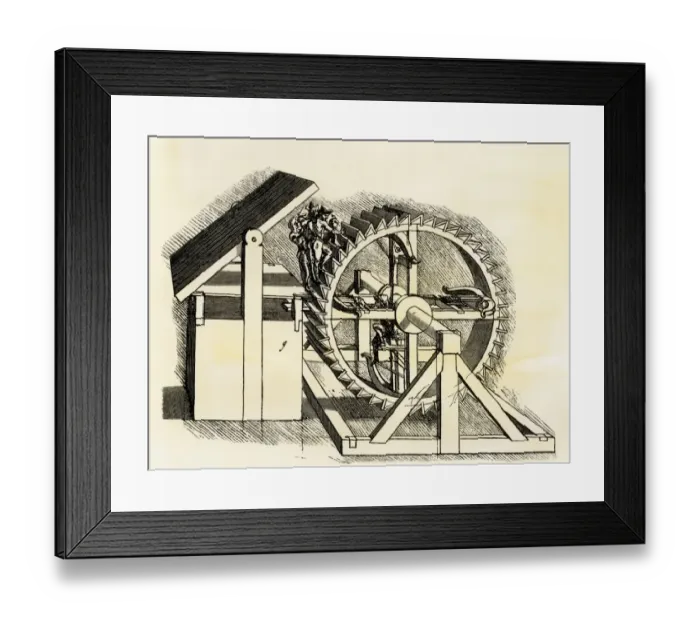 Framed Print : Leonardo da Vinci sketch for a siege machine