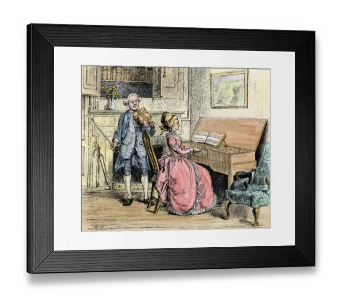 Framed Print : Music-lesson in a colonial Southern plantation house Framed Print : Music-lesson in a colonial Southern plantation house