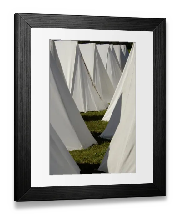 Framed Print : Revolutionary War reenactors tents at Yorktown battlefield