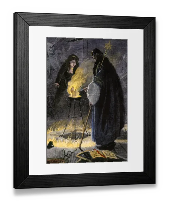 Framed Print : Sorcerers evoking a hand within a circle of fire Framed Print : Sorcerers evoking a hand within a circle of fire