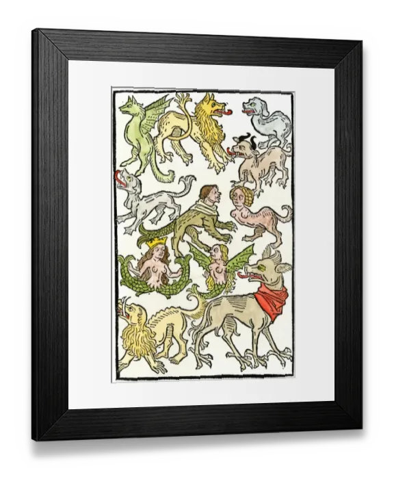 Framed Print : Medieval monsters of land, sea, and air Framed Print : Medieval monsters of land, sea, and air