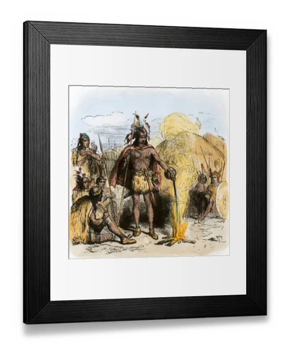 Framed Print : Fire ceremony among southeastern Native Americans Framed Print : Fire ceremony among southeastern Native Americans