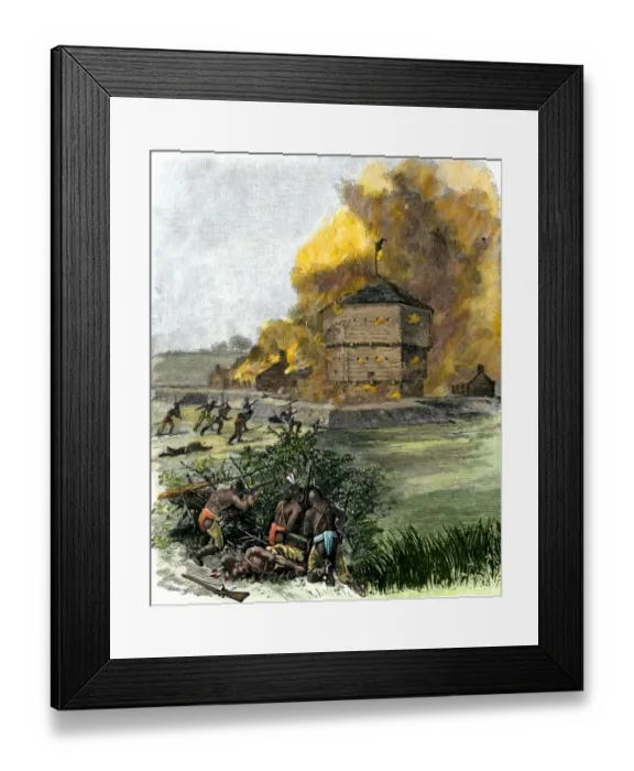 Framed Print : Attack on Fort King by Native Americans under Osceola during the Seminole Wars Framed Print : Attack on Fort King by Native Americans under Osceola during the Seminole Wars