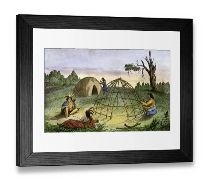Framed Print : Algonquins building a wigwam Framed Print : Algonquins building a wigwam