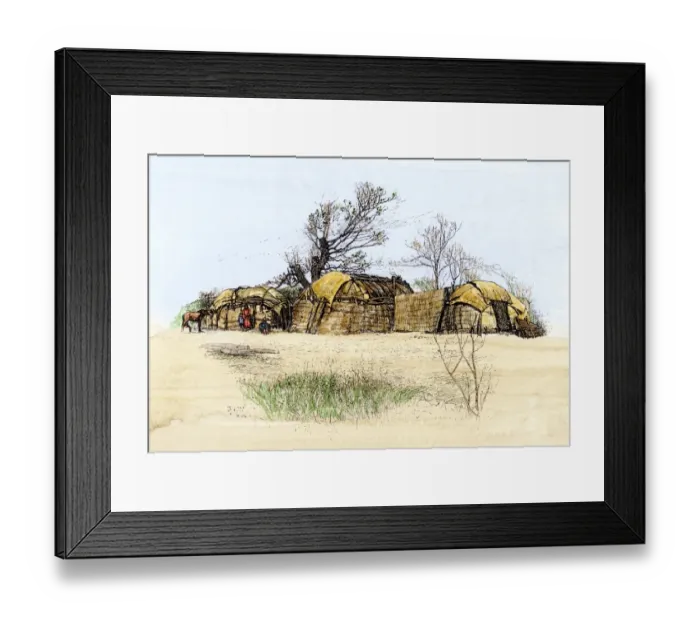 Framed Print : Mat lodges of the Omaha tribe Framed Print : Mat lodges of the Omaha tribe