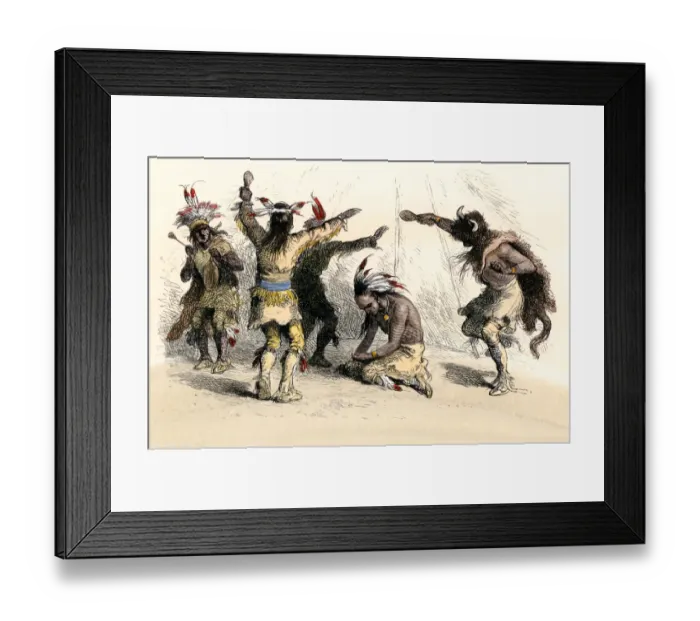 Framed Print : Hiawatha encircled by shamans in a ceremonial dance Framed Print : Hiawatha encircled by shamans in a ceremonial dance