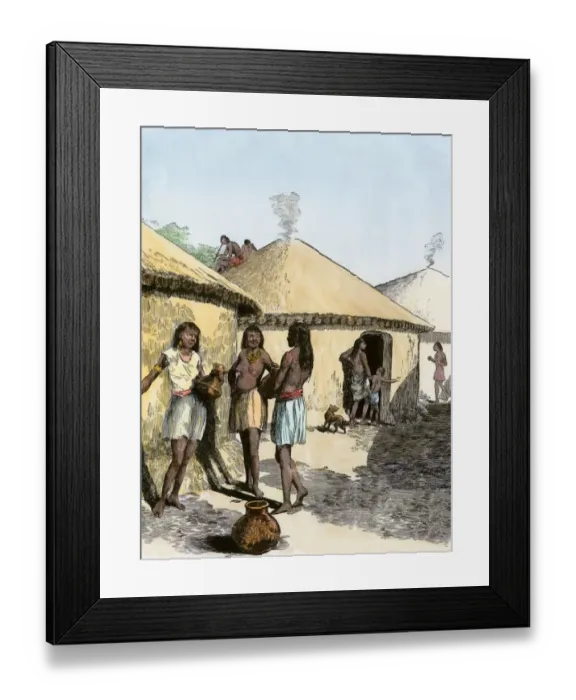Framed Print : Moundbuilder village life Framed Print : Moundbuilder village life