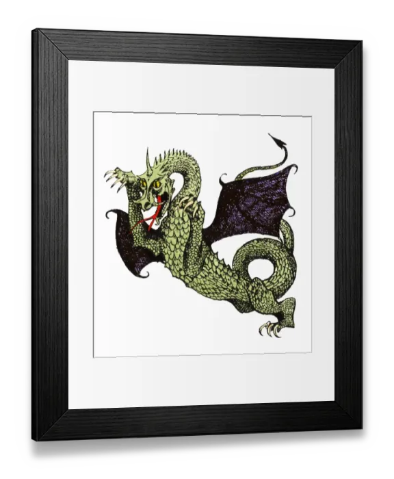 Framed Print : Demonic horned dragon of Hell Framed Print : Demonic horned dragon of Hell