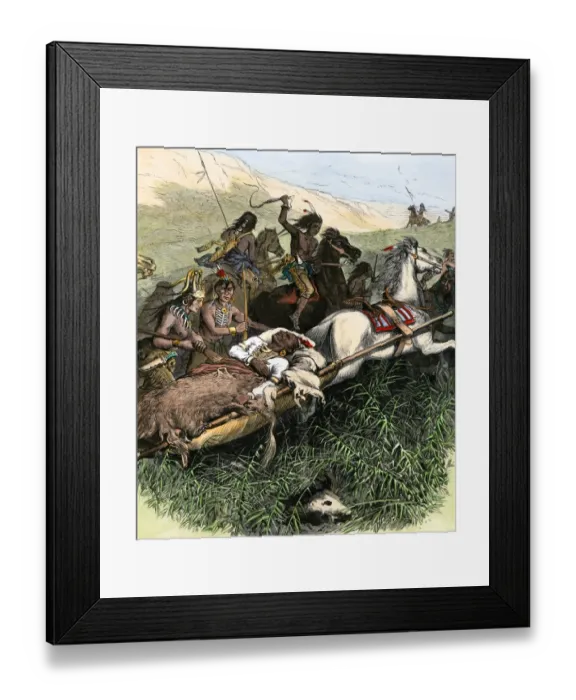 Framed Print : Wounded Comanche chief escaping after a battle Framed Print : Wounded Comanche chief escaping after a battle