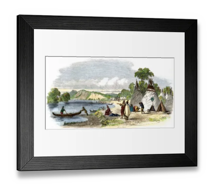 Framed Print : Sioux village on the upper Mississippi River Framed Print : Sioux village on the upper Mississippi River