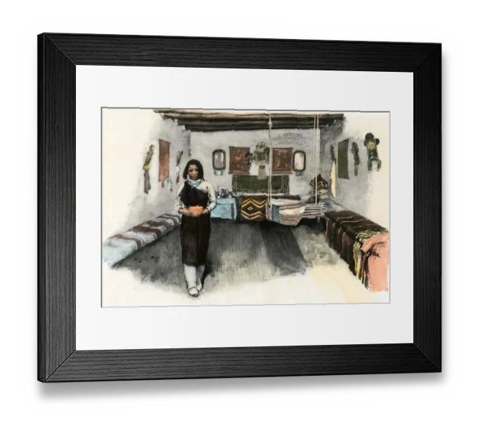 Framed Print : Pueblo home interior, 1800s Framed Print : Pueblo home interior, 1800s