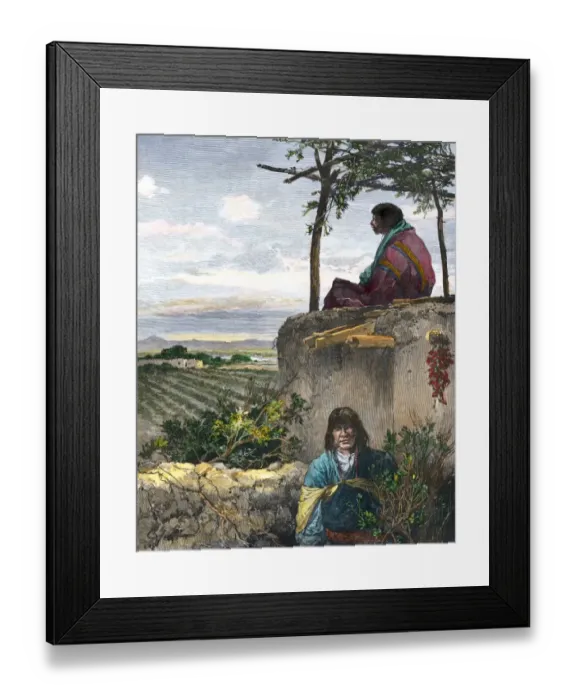 Framed Print : Pueblo farmers watching over their fields Framed Print : Pueblo farmers watching over their fields