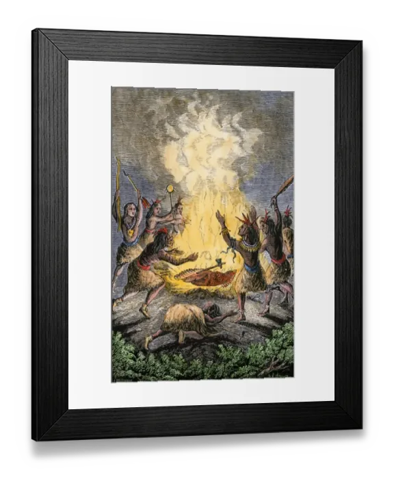 Framed Print : Native American ceremony in early New England Framed Print : Native American ceremony in early New England