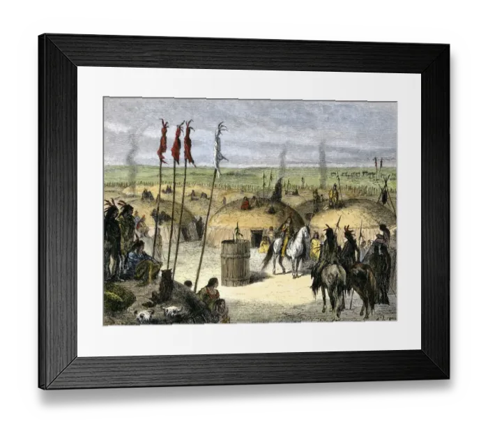 Framed Print : Mandan village around a sacred ark Framed Print : Mandan village around a sacred ark