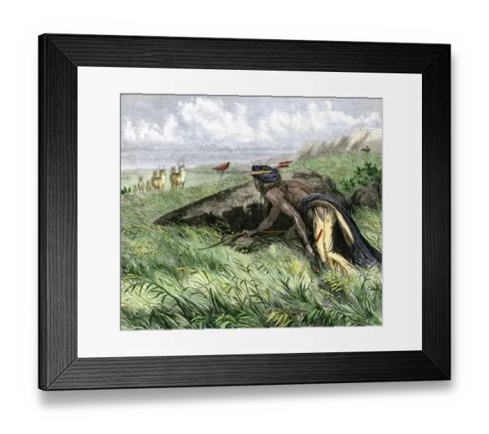 Framed Print : Native American bow-hunting pronghorn antelope on the Great Plains Framed Print : Native American bow-hunting pronghorn antelope on the Great Plains