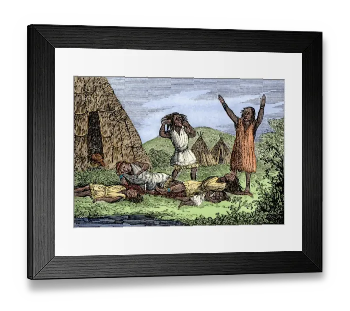 Framed Print : Great mortality amoung the Wampanoags due to smallpox Framed Print : Great mortality amoung the Wampanoags due to smallpox