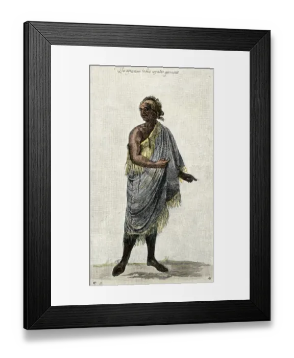 Framed Print : Aged Native American man in his winter garment Framed Print : Aged Native American man in his winter garment