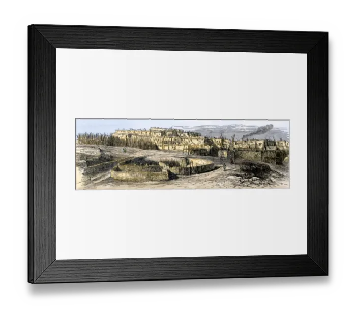 Framed Print : A Pueblo village in New Mexico, 1800s Framed Print : A Pueblo village in New Mexico, 1800s