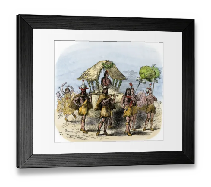 Framed Print : Bride brought to a Florida Native American chief, 1600s Framed Print : Bride brought to a Florida Native American chief, 1600s