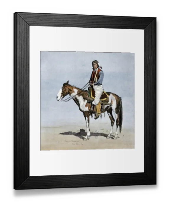 Framed Print : Comanche on his pinto pony, 1800s Framed Print : Comanche on his pinto pony, 1800s