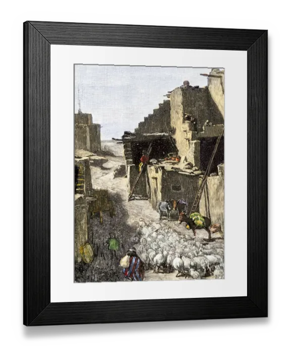 Framed Print : Sheep herds returning to Zuni Pueblo from their grazing areas Framed Print : Sheep herds returning to Zuni Pueblo from their grazing areas