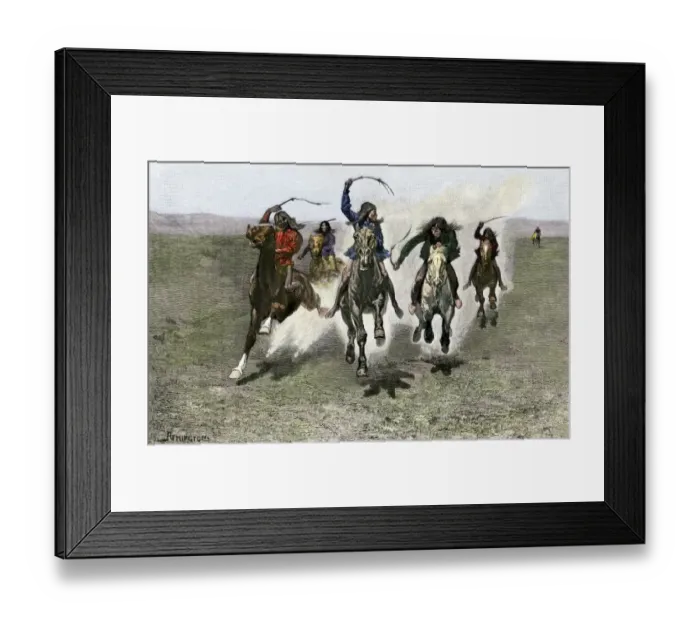 Framed Print : Plains Indians horse-racing, 1800s Framed Print : Plains Indians horse-racing, 1800s