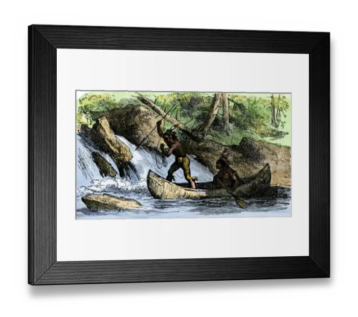 Framed Print : Native Americans spearing fish Framed Print : Native Americans spearing fish