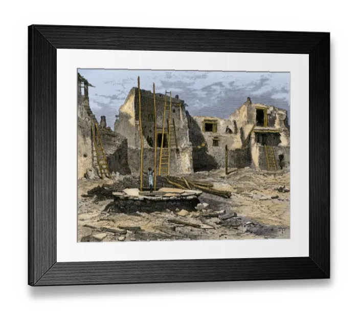 Framed Print : Oraibi, a Hopi village, 1870s