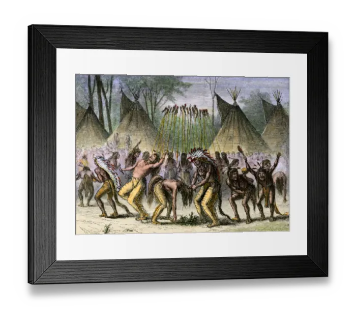 Framed Print : War dance. Native American war dance near the St Framed Print : War dance. Native American war dance near the St